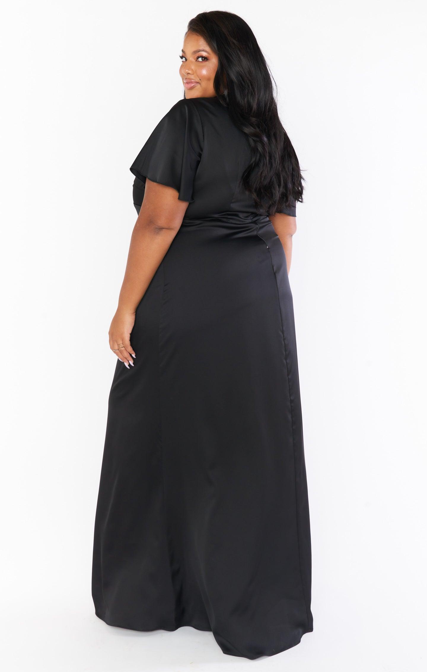 Rome Twist Gown ~ Black Luxe Satin Product Image