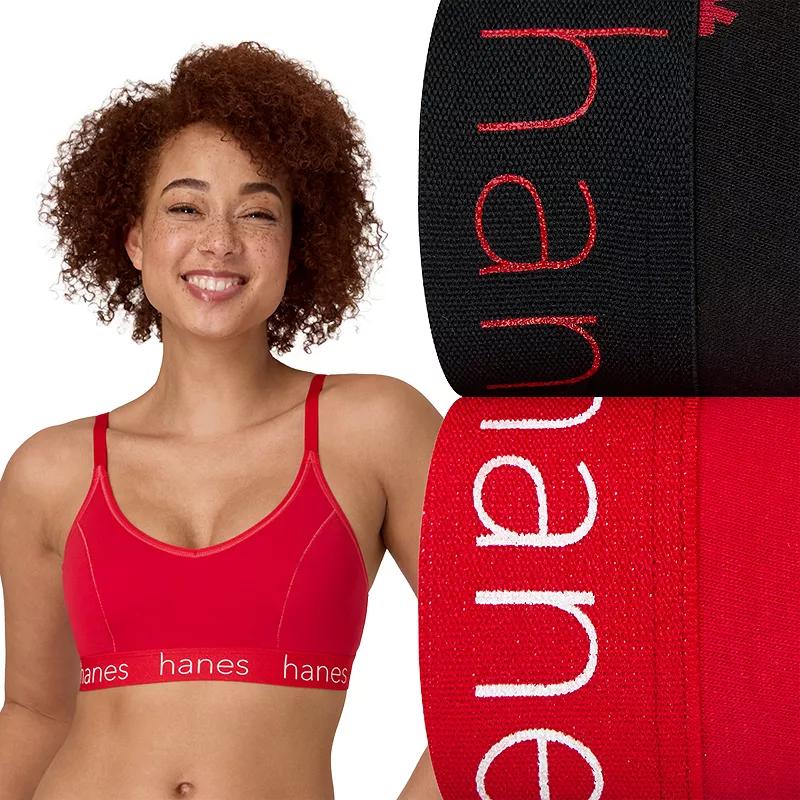 Hanes Originals Ultimate 2-Pack Stretch Cotton Triangle Bralette DHO101, Women's,  Product Image