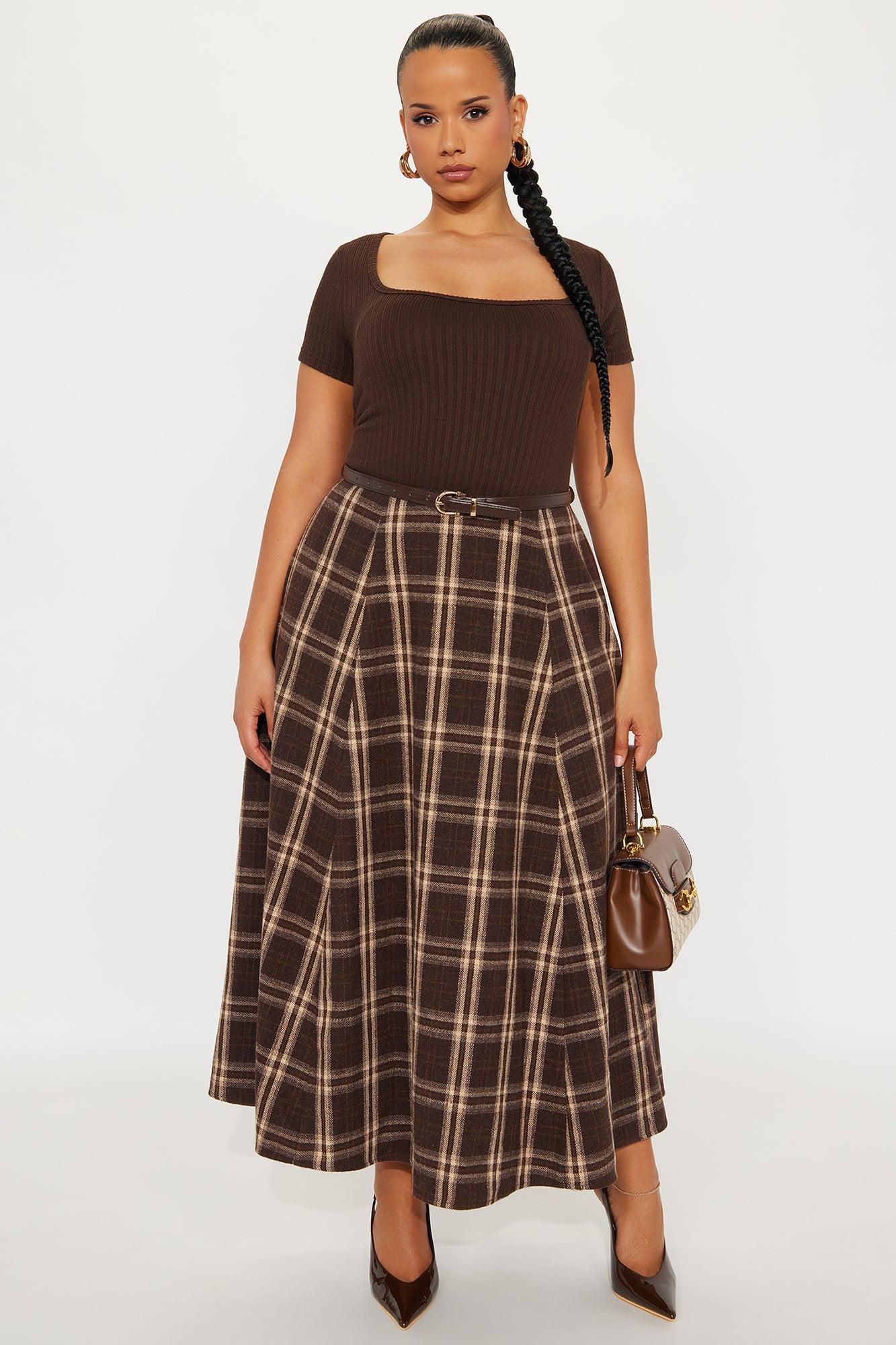 Daphne Plaid Belted Maxi Dress - Brown/combo Female Product Image