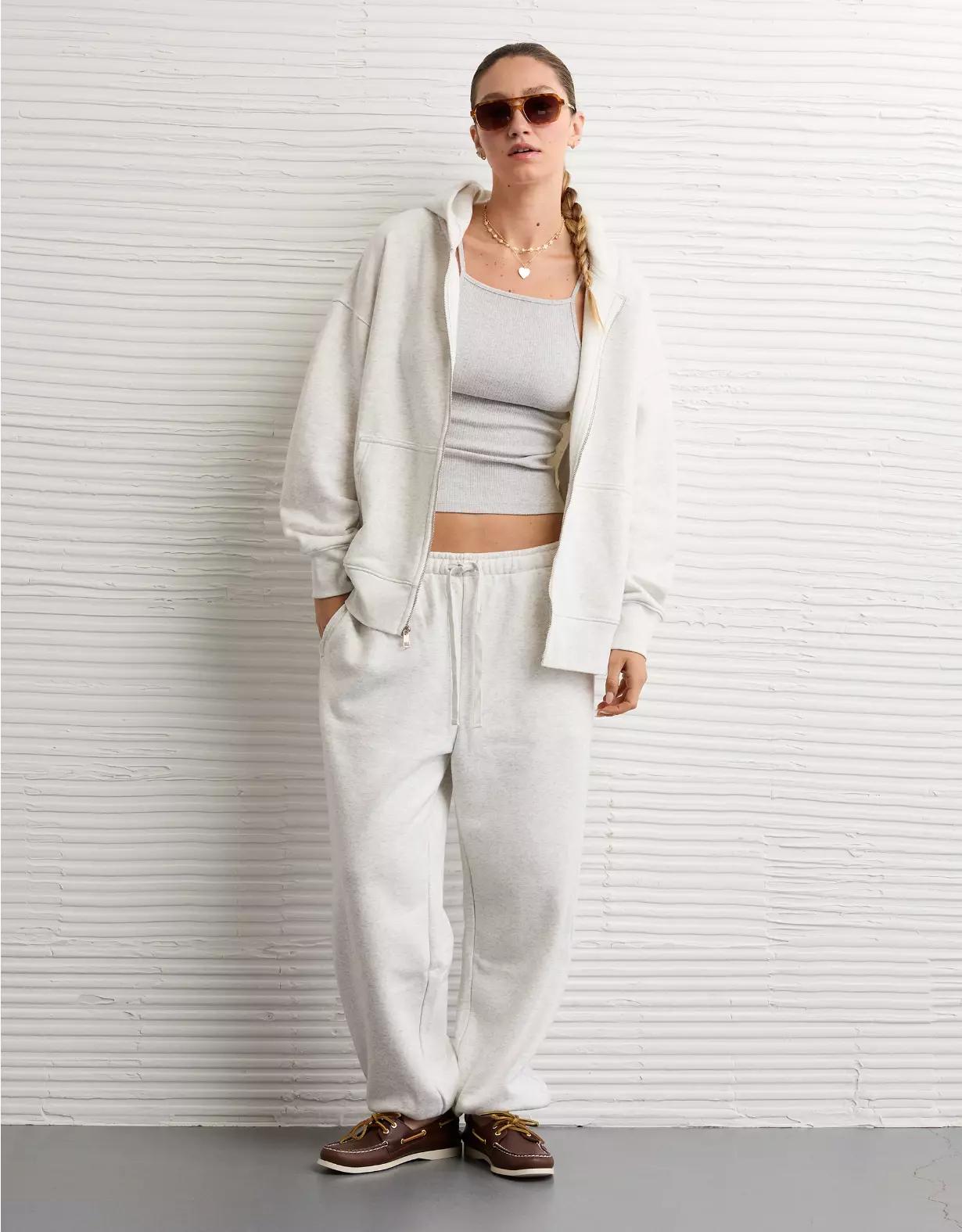 AE Everyday Luxe Oversized Zip-Up Hoodie Product Image