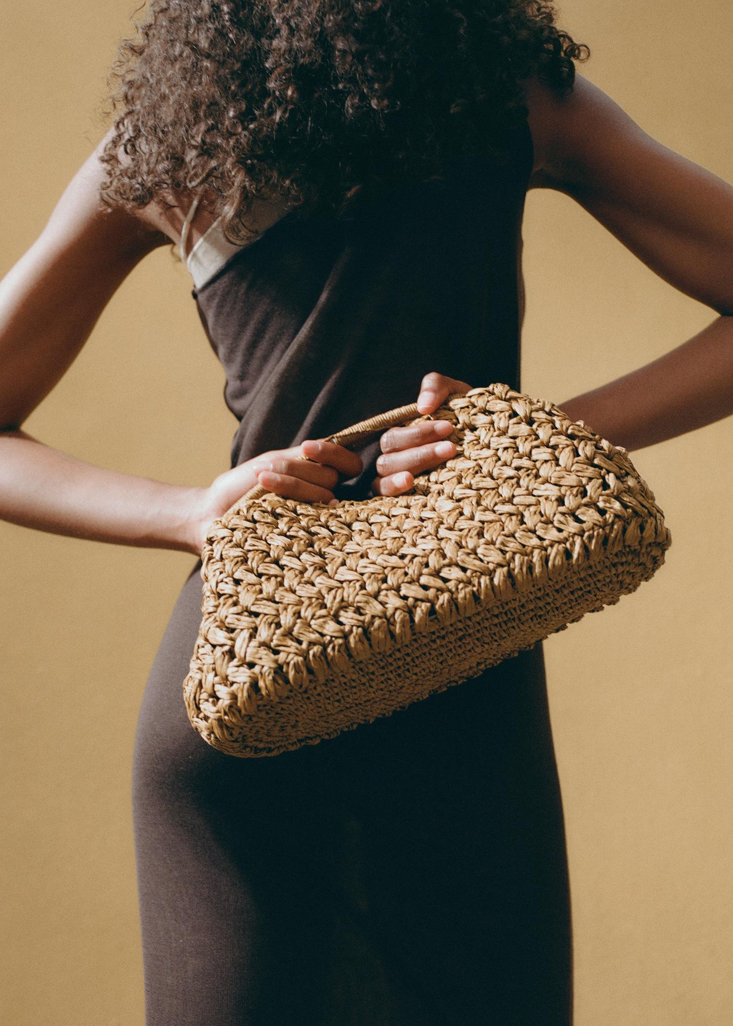 Natural fiber clutch bag - Women | MANGO USA Product Image