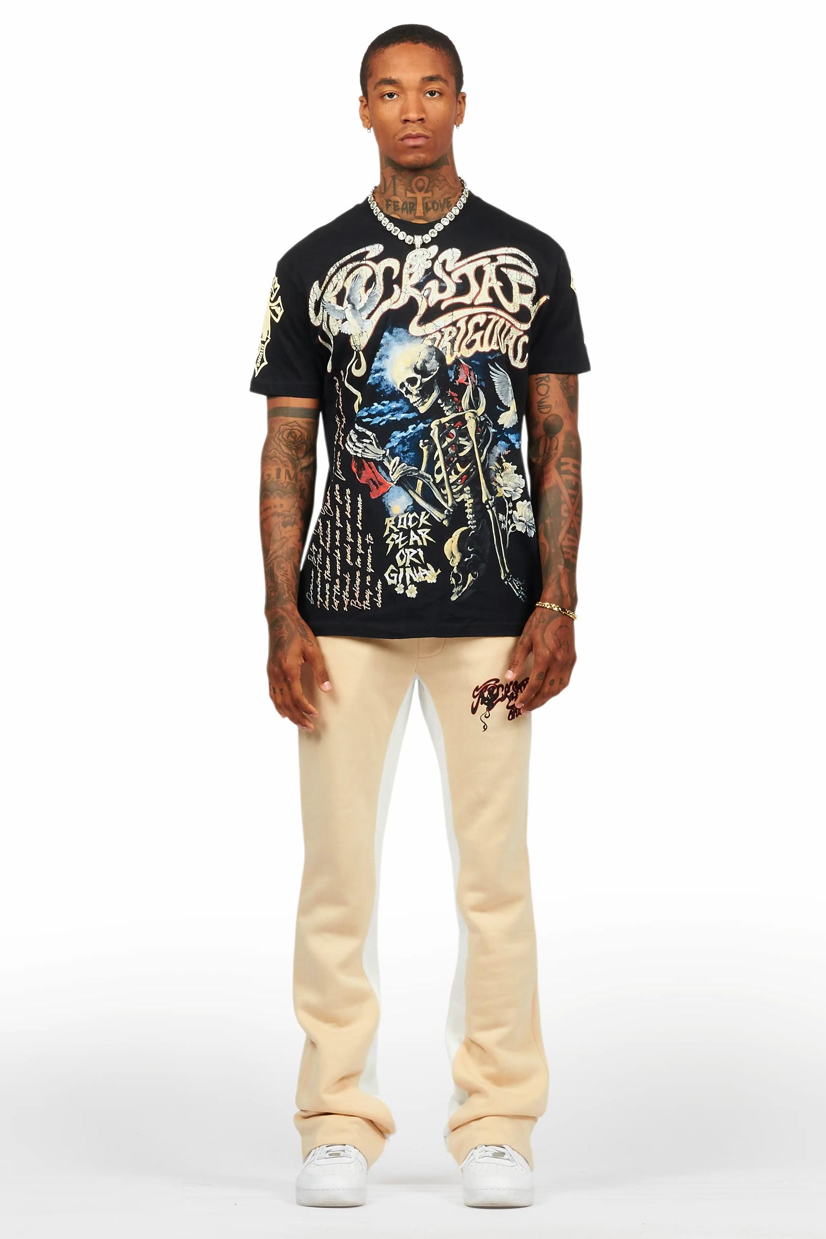 Danby Black/Beige T-Shirt/Baggy Pant Set Male Product Image