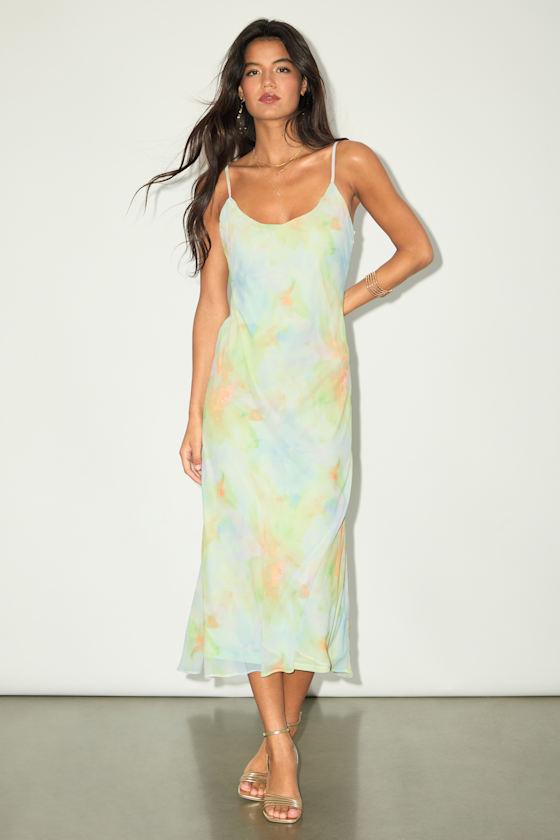 Akhila Light Blue Multi Tie-Dye Sleeveless Midi Dress Product Image