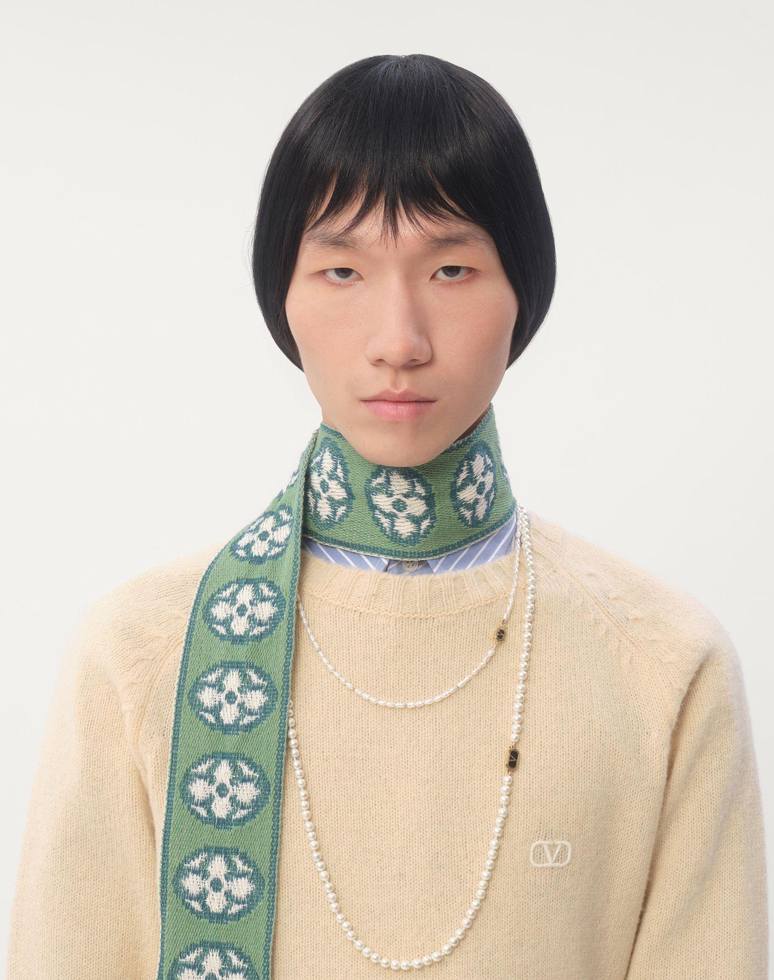 Shetland Wool Crewneck Sweater With Vlogo Embroidery Product Image