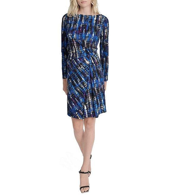 DKNY by Donna Karan Jersey Long Sleeve Front Knot Sheath Dress Product Image