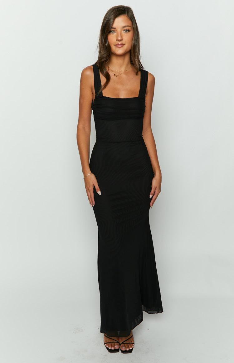 Beverley Black Mesh Maxi Dress Product Image
