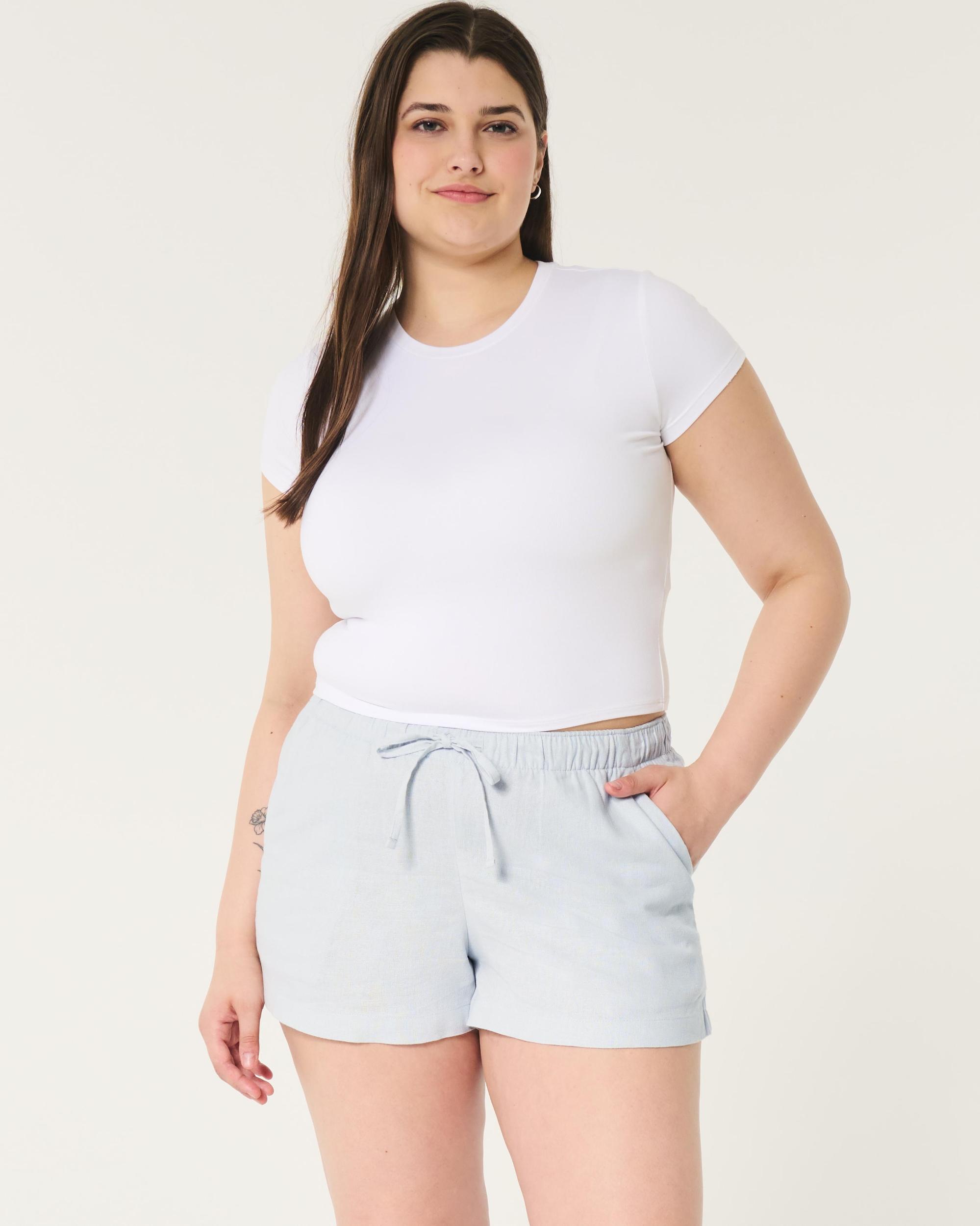 Hollister Ella Adjustable Rise Linen-Blend Pull-On Shorts Product Image