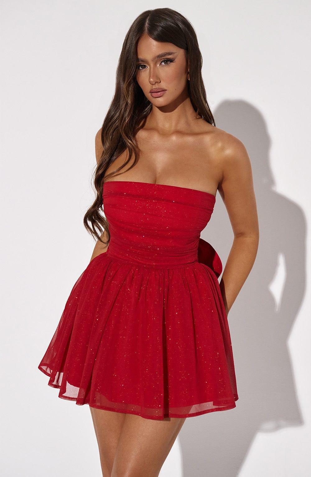 Katrina Mini Dress - Red Sparkle Product Image