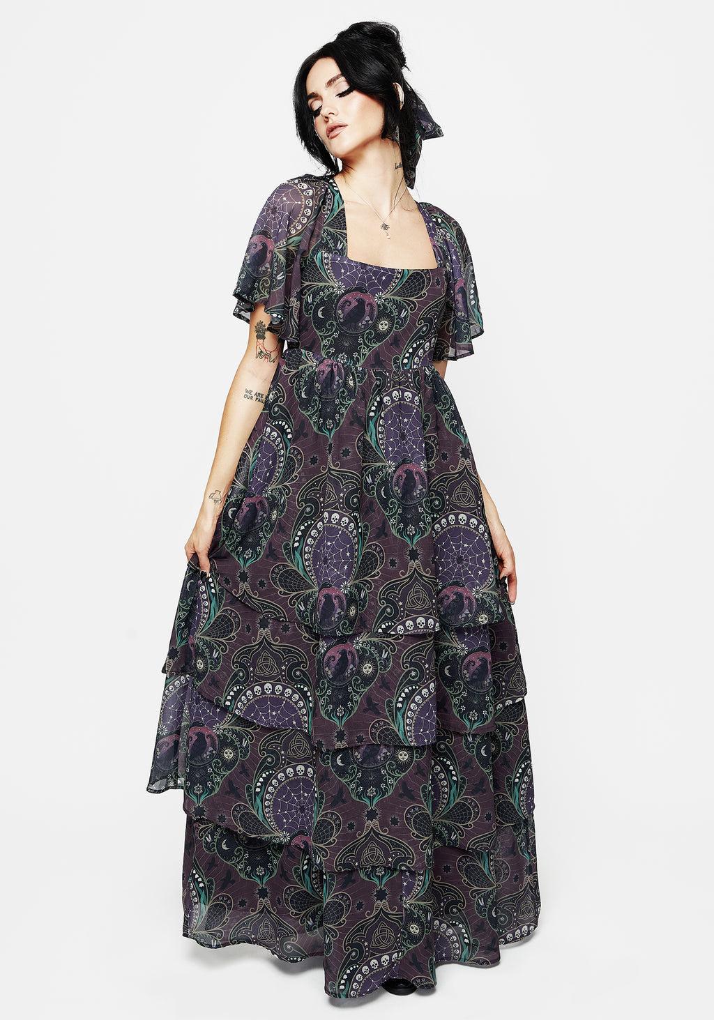 Clarette Chiffon Angel Sleeve Tiered Gown Product Image