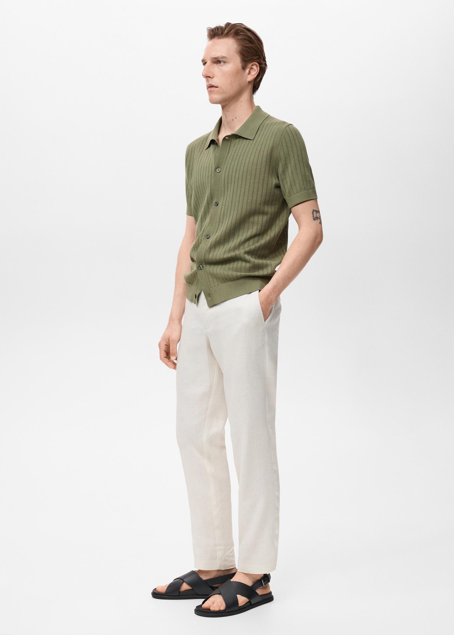 Cotton blouse with openwork detail - Men | MANGO USA Product Image