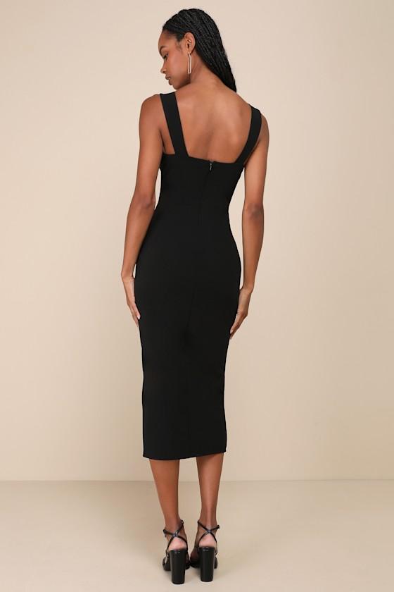 Always Beautiful Black Sleeveless Tulip Midi Dress Product Image