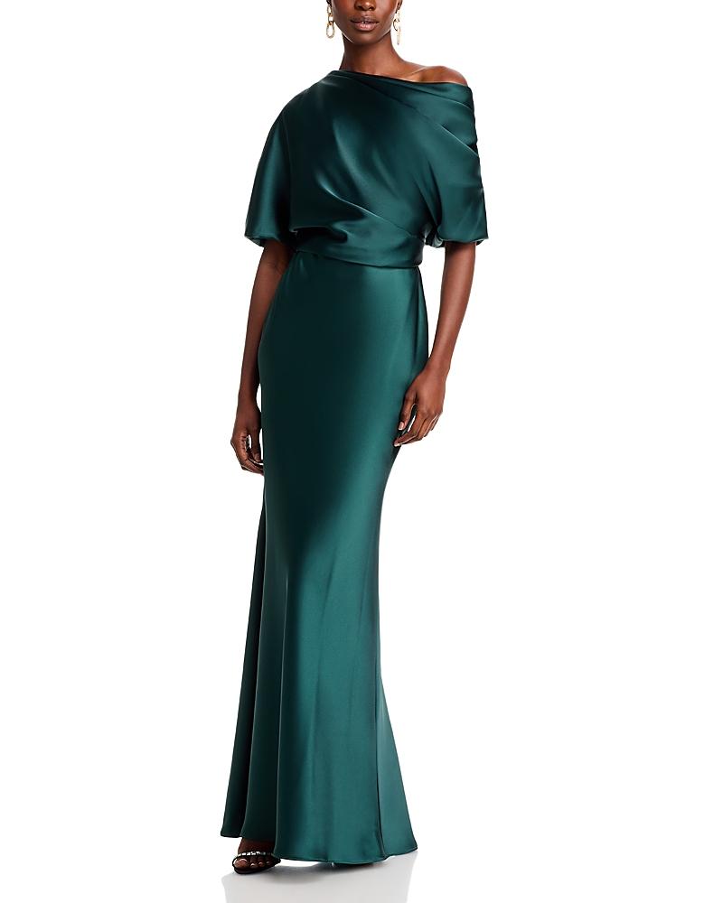 Amsale Draped Satin One Shoulder Dress Product Image