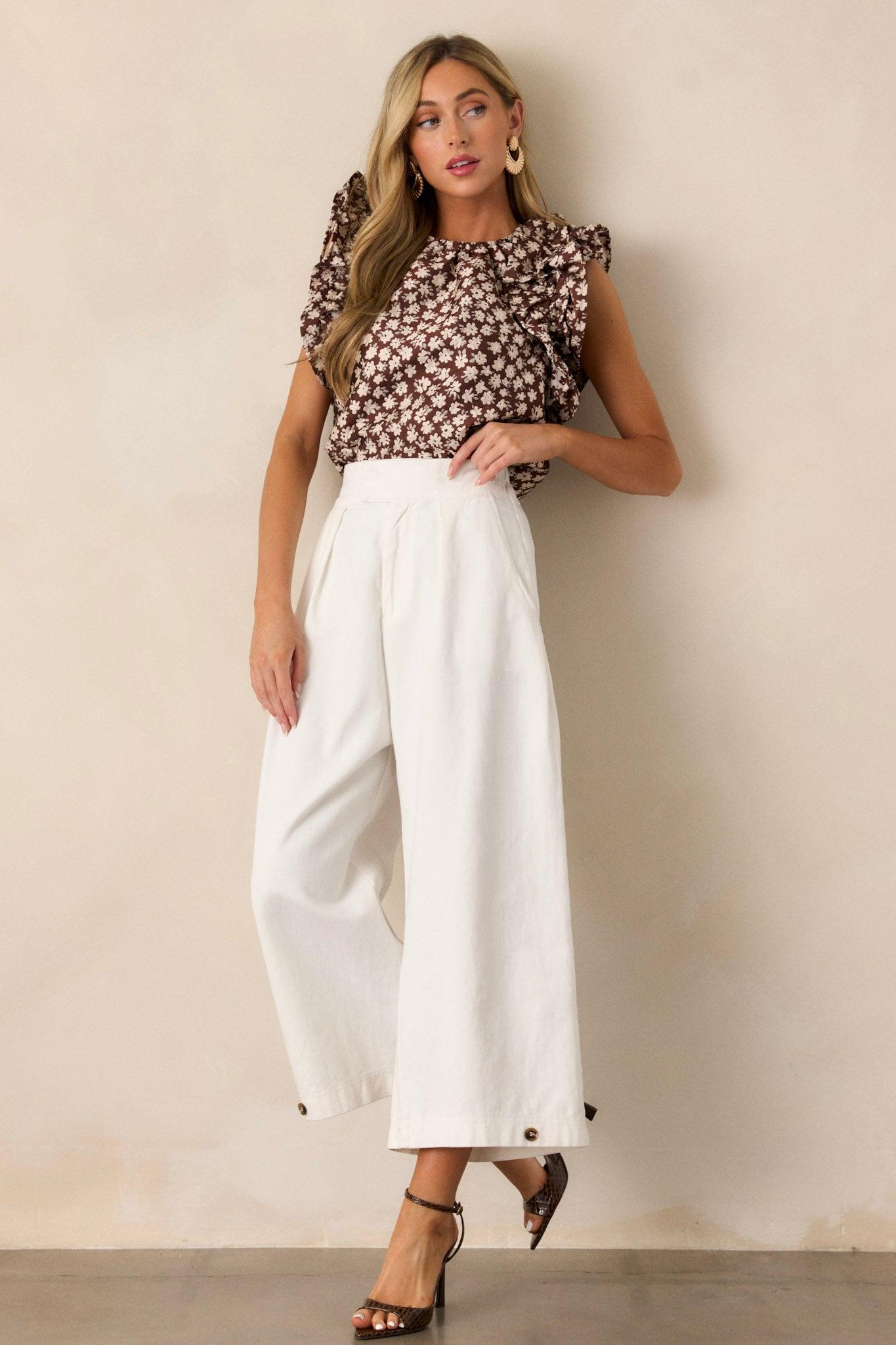 Coastal Comfort Cotton Ivory Pants Product Image