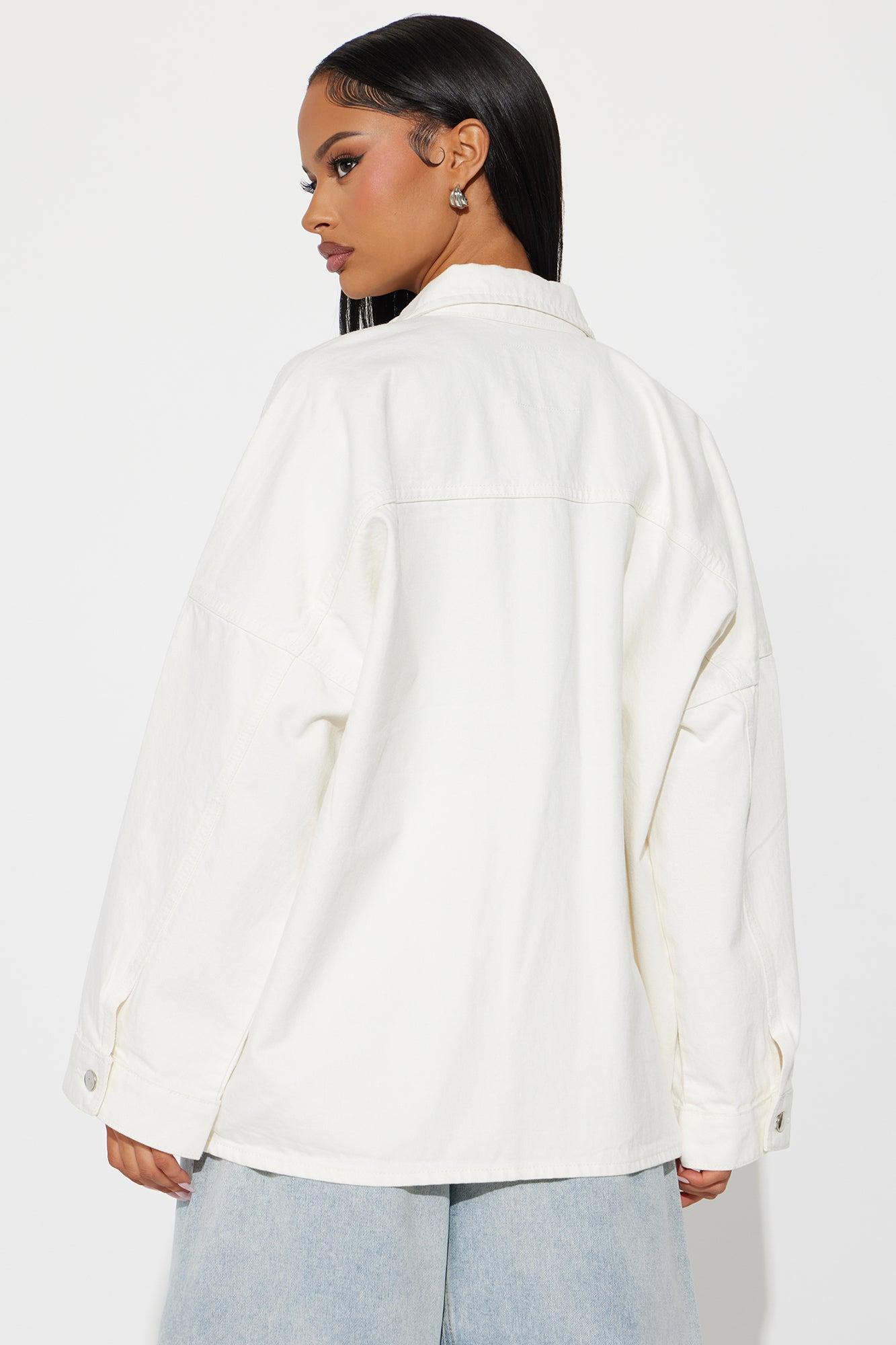 Candice Oversized Denim Jacket - Cream Product Image