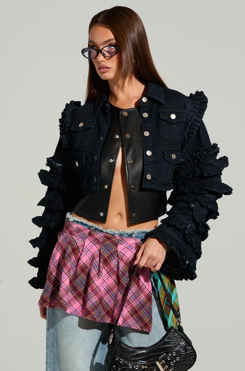 FELICITY STATEMENT SLEEVE DENIM JACKET Product Image