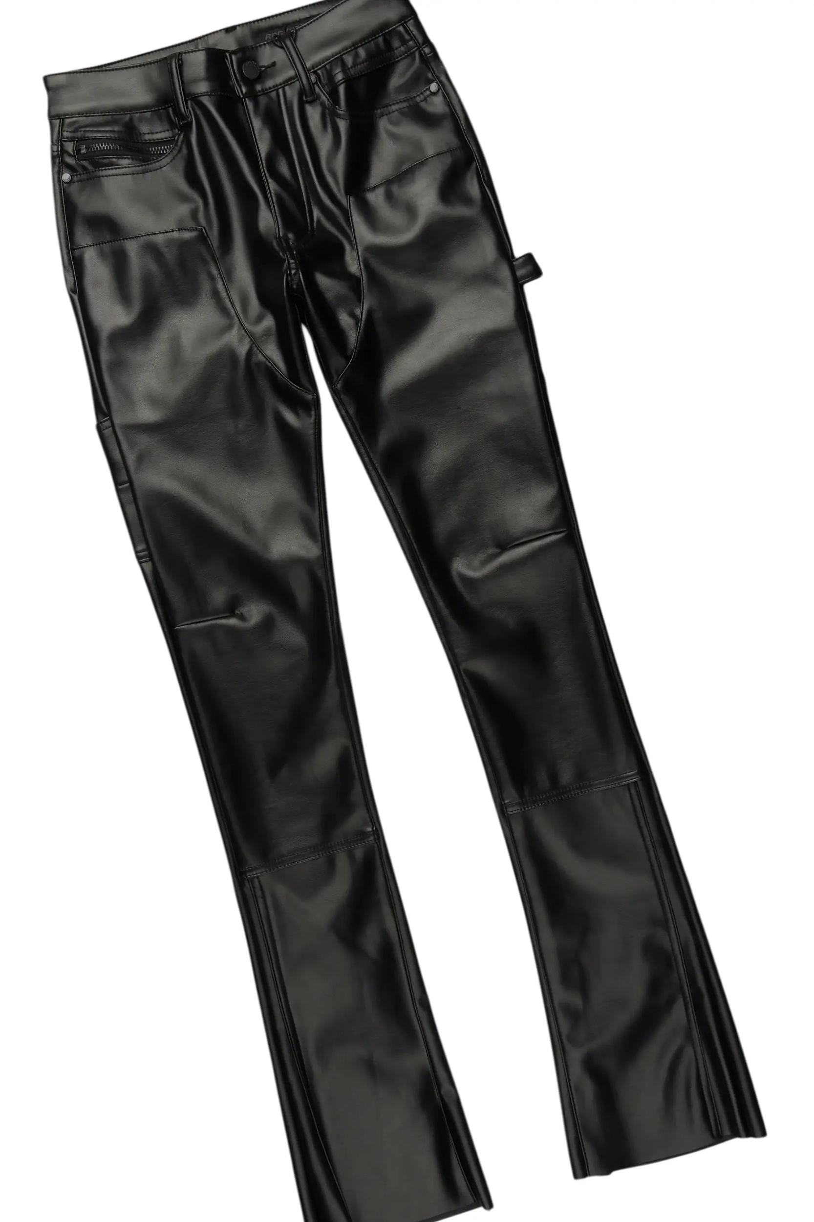 Fields Black Long Sleeve T-Shirt & Quatz Stacked Flare PU Jean Bundle Male Product Image