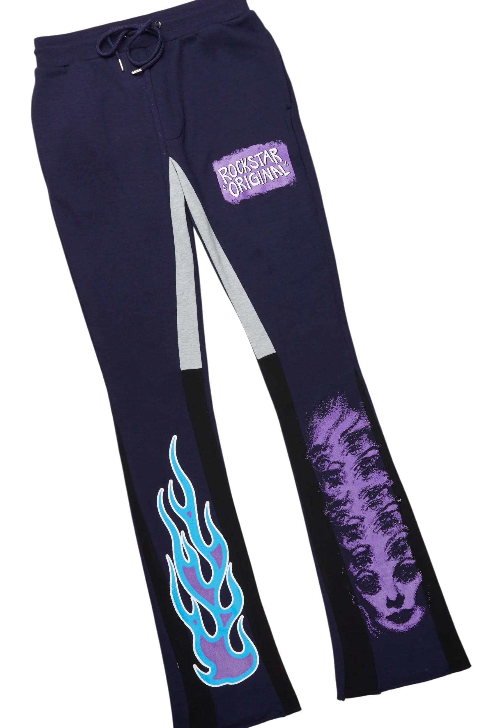 Beno Navy Stacked Flare Hoodie Track Set Male Product Image