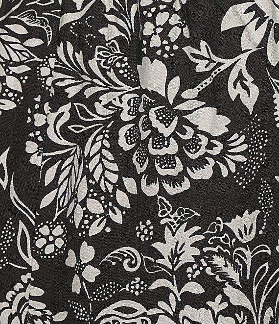 Calessa Garden Floral Print Wide Leg Pull-On Pants Product Image