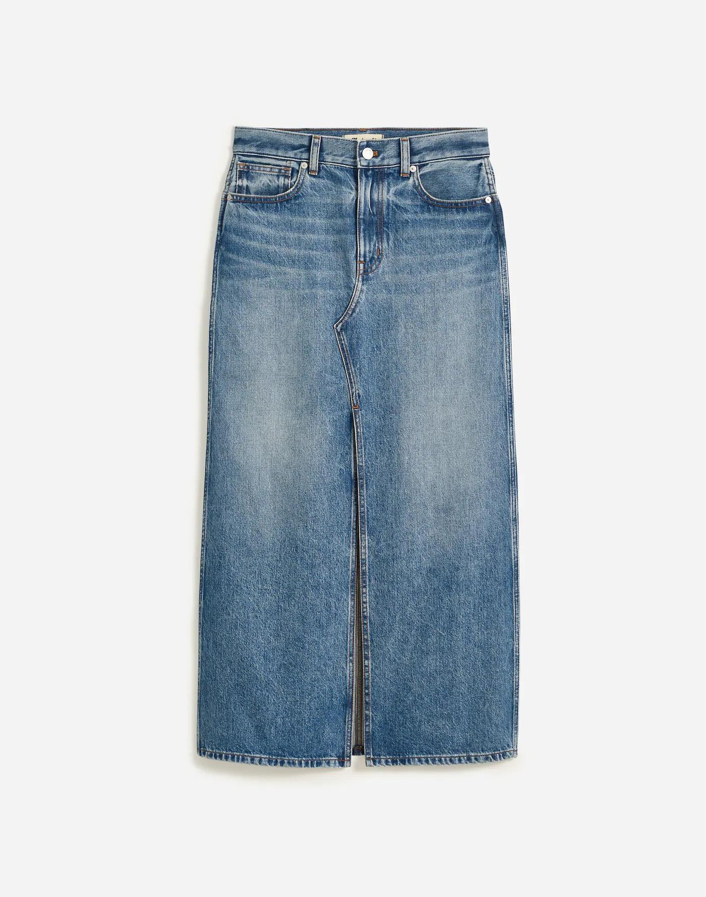 The Rilee Denim Midi Skirt Product Image