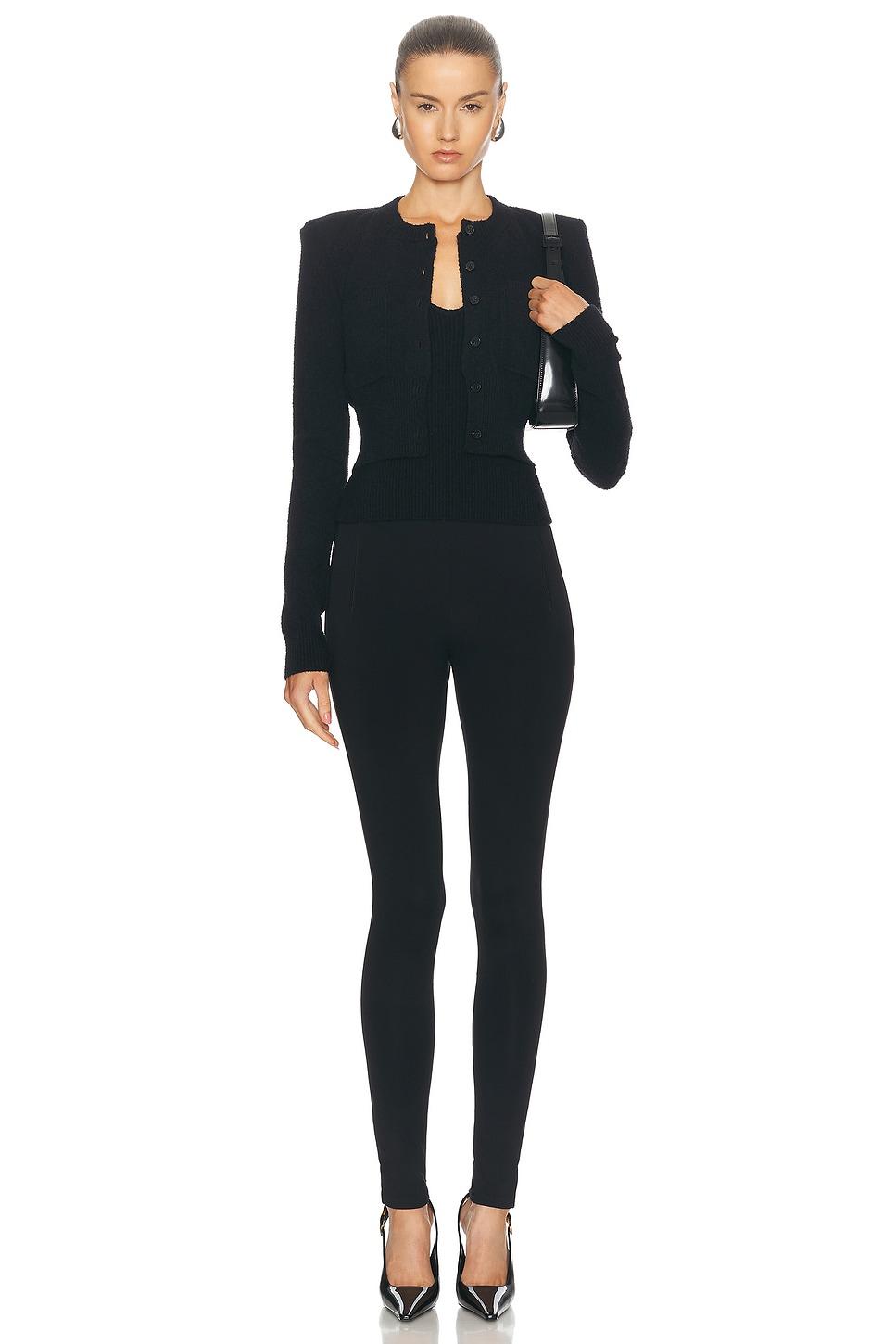 Cropped Cardigan With Shoulder Pads Product Image