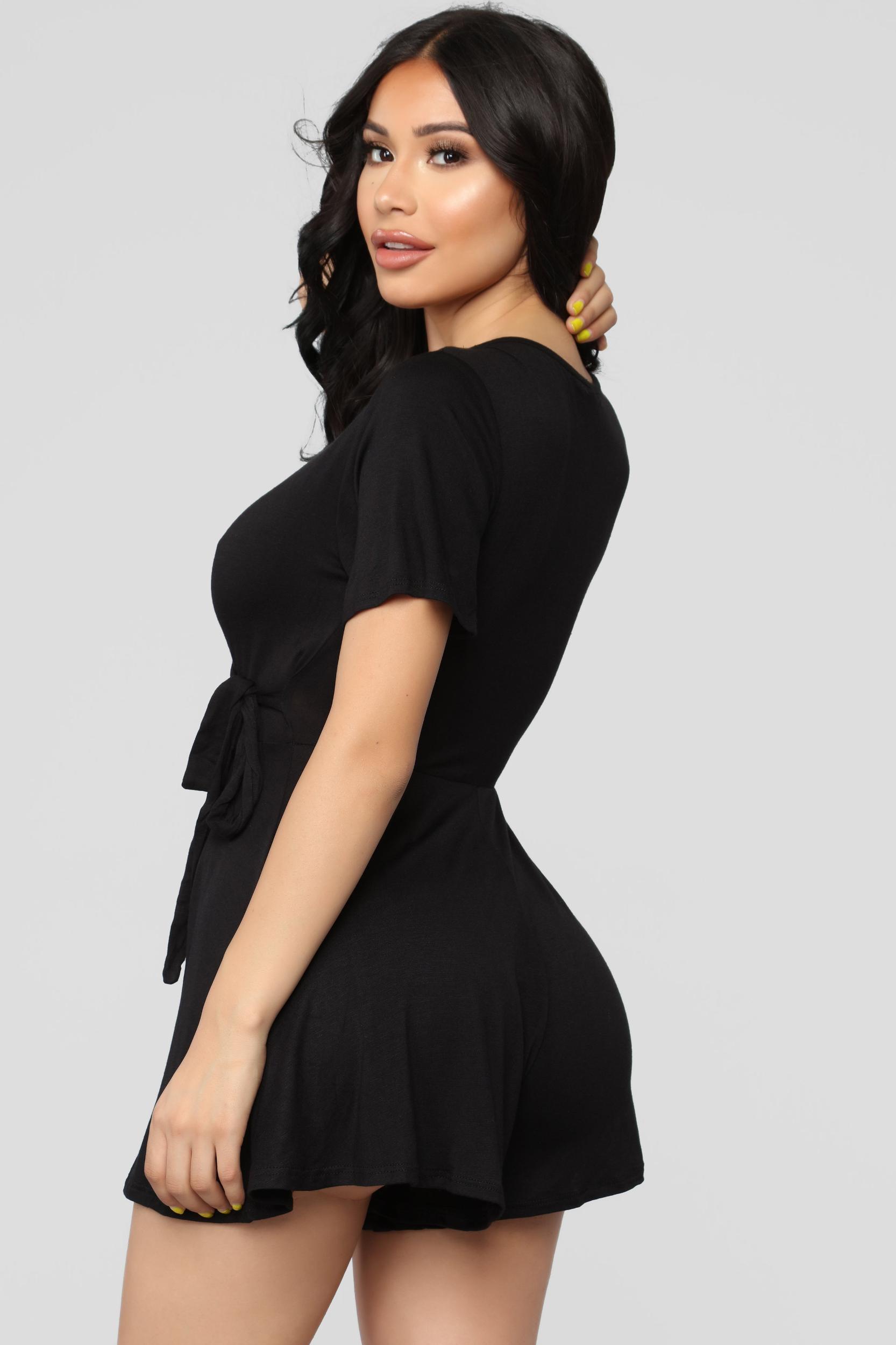 Rhonda Wrap Romper - Black Product Image