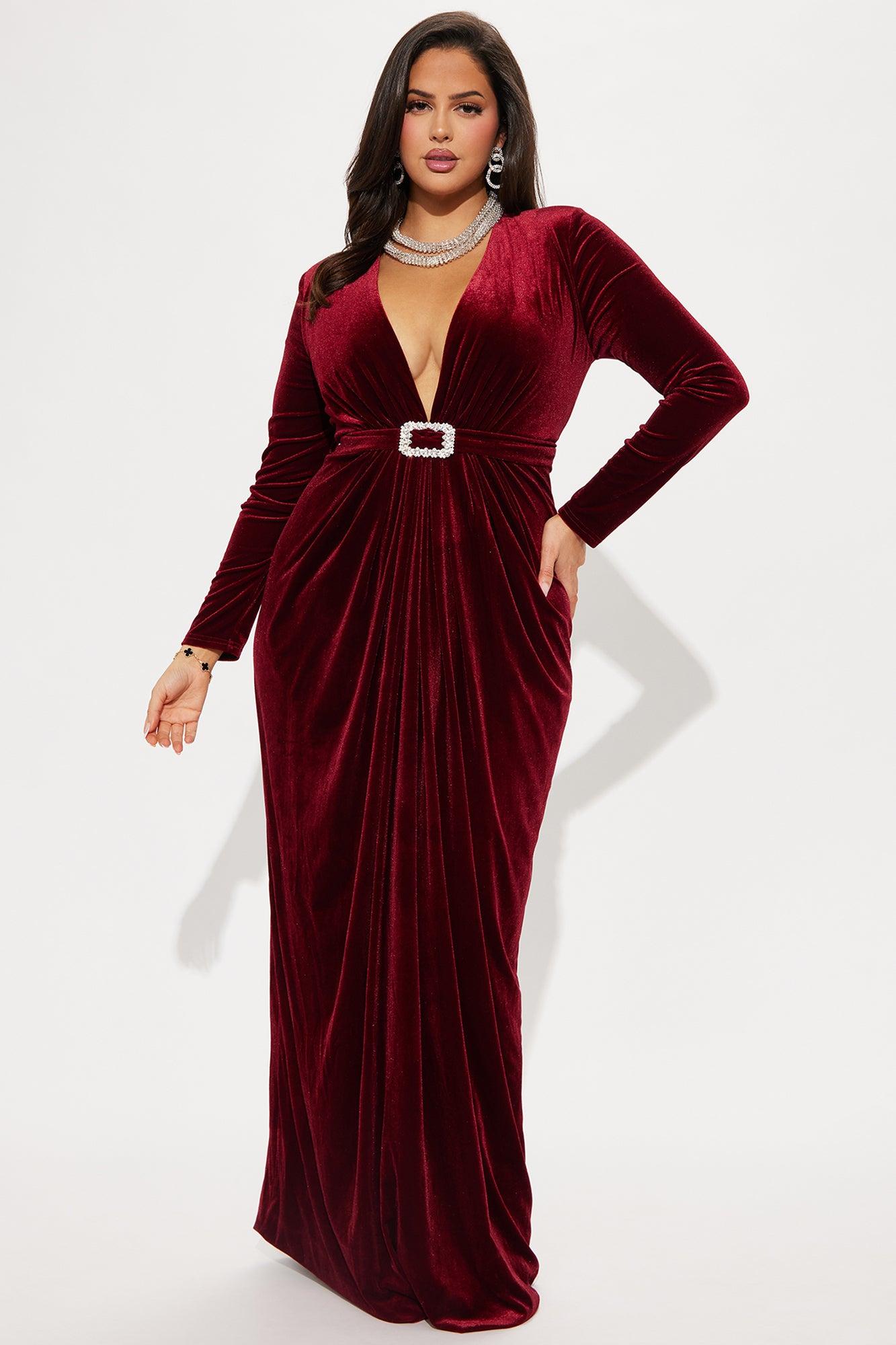 Roses Are Red Velvet Gown - Burgundy Product Image