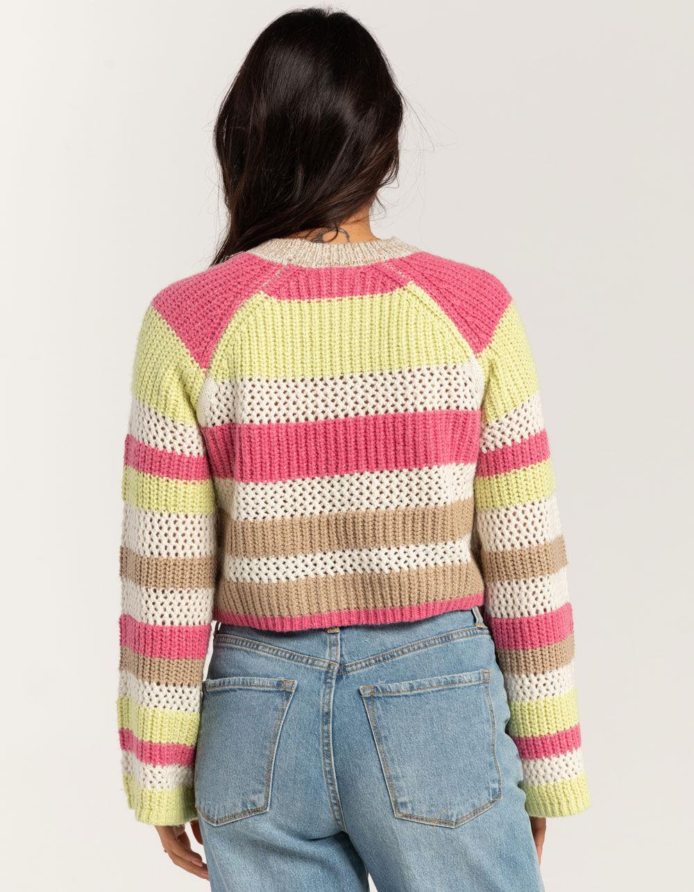 RSQ Womens Mix Stitch Stripe Sweater - PINK Product Image