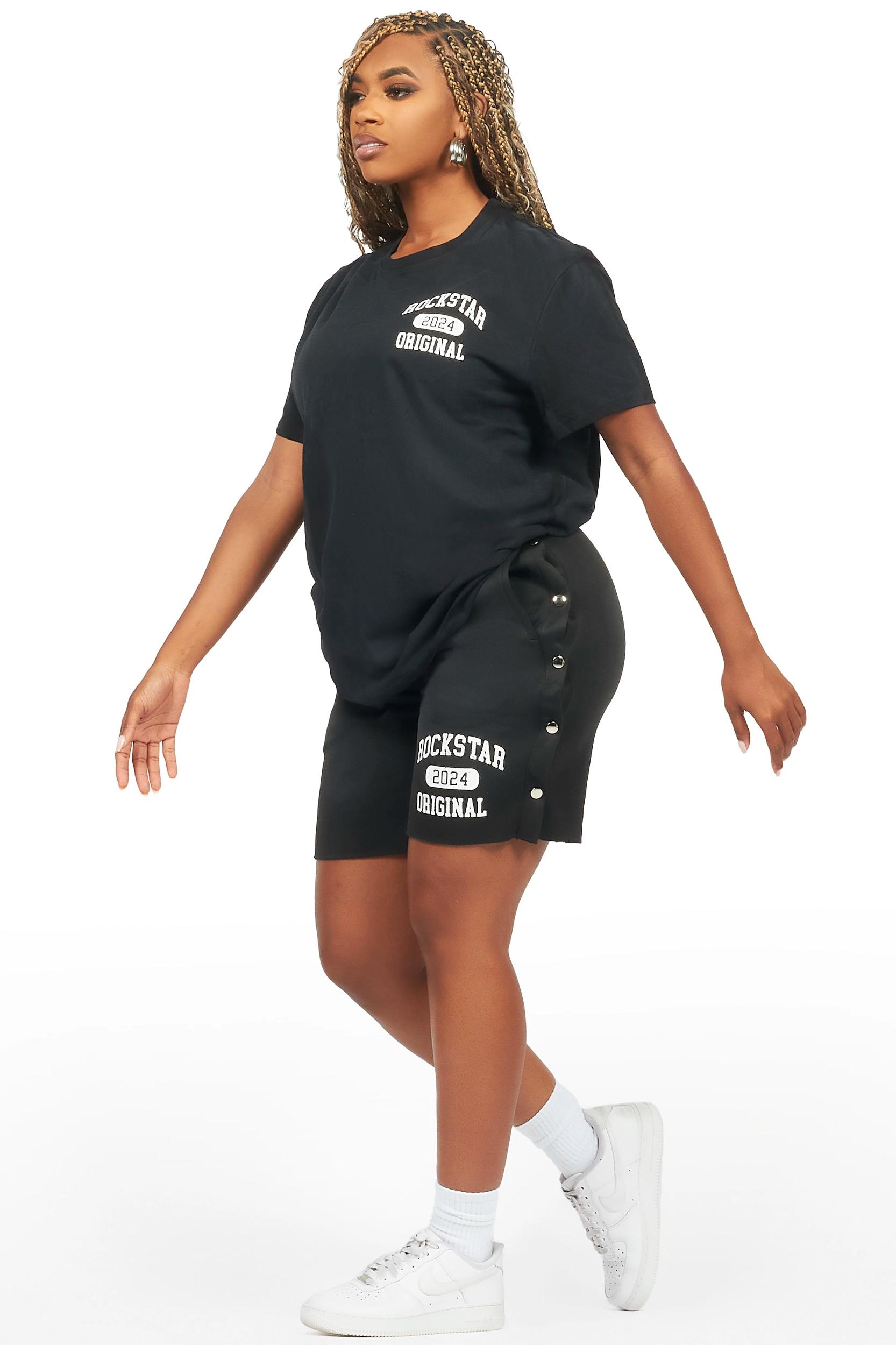 Lionela Black T-Shirt Snap Short Set Female Product Image