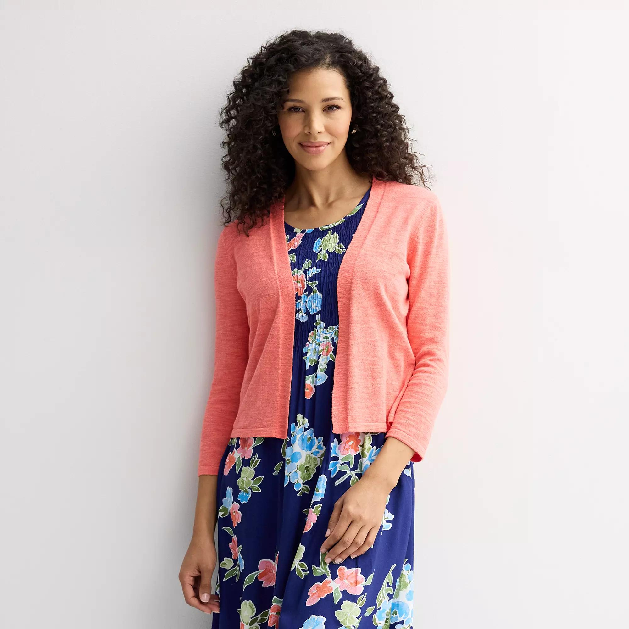 Petite Croft & Barrow® Open-Front Cardigan, Women's, Size: XL Petite, Simply Pink Product Image