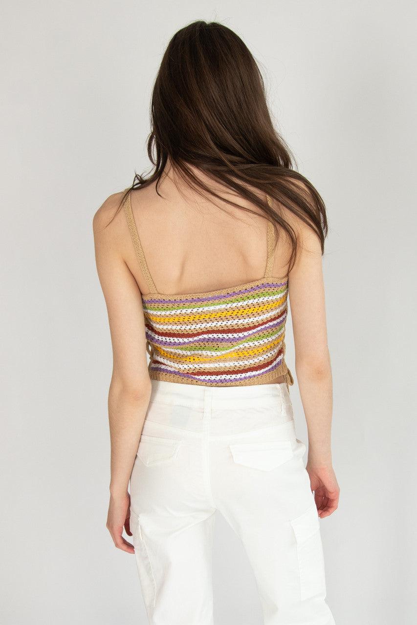 Side Lace Up  Crochet Tank Product Image