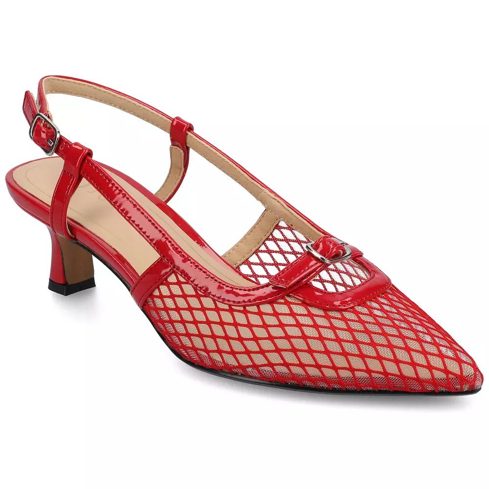 Journee Padma Women's Pointed Toe Kitten Heel Slingback Pumps,  Product Image