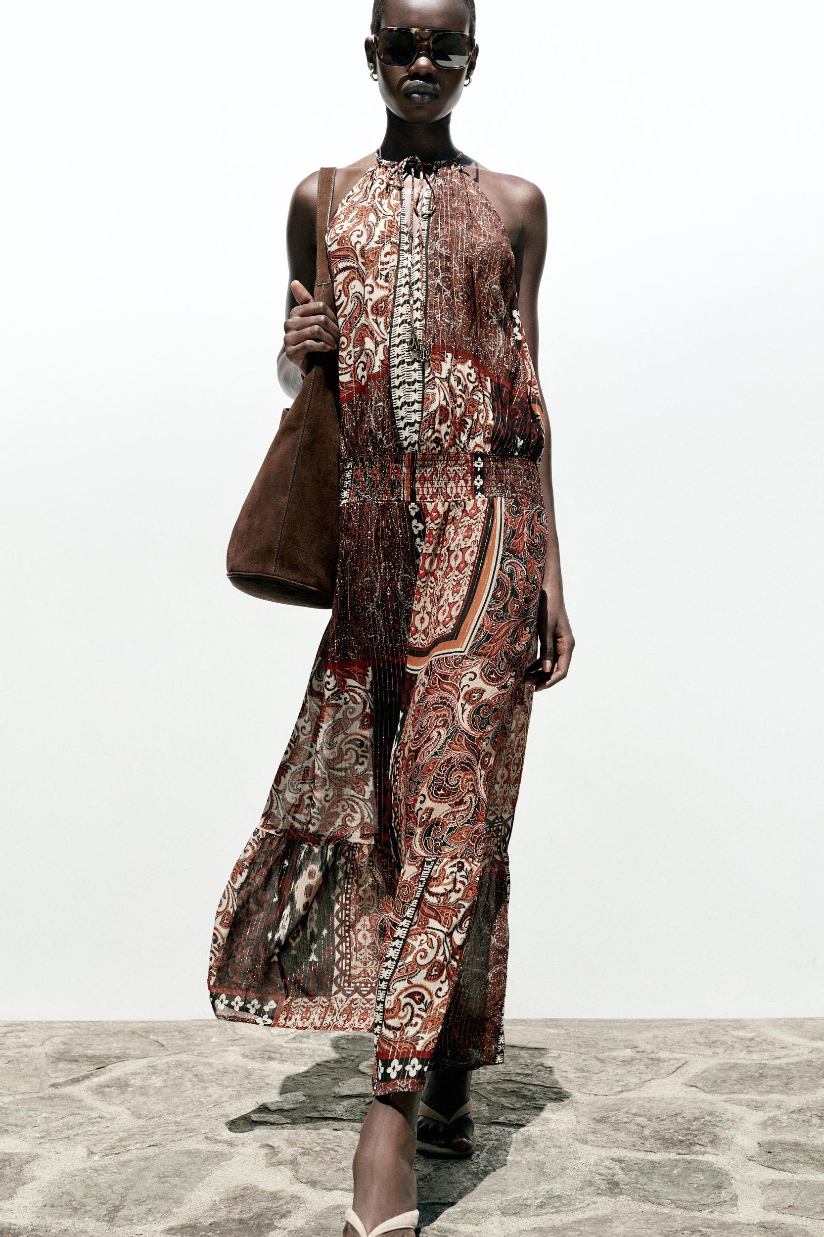 METALLIC THREAD PRINT DRESS Product Image