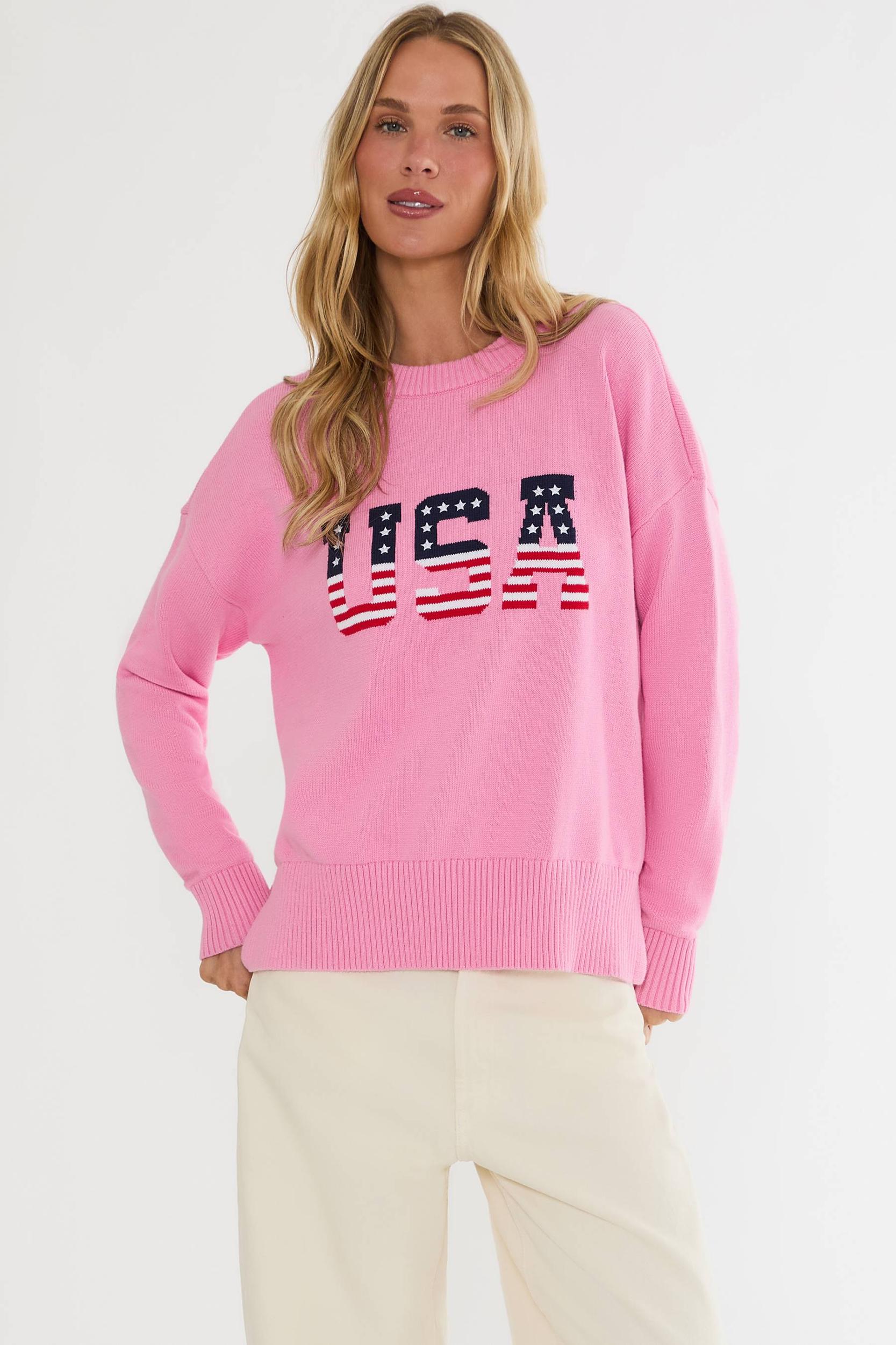 Callie Sweater Prism Pink Americana Product Image