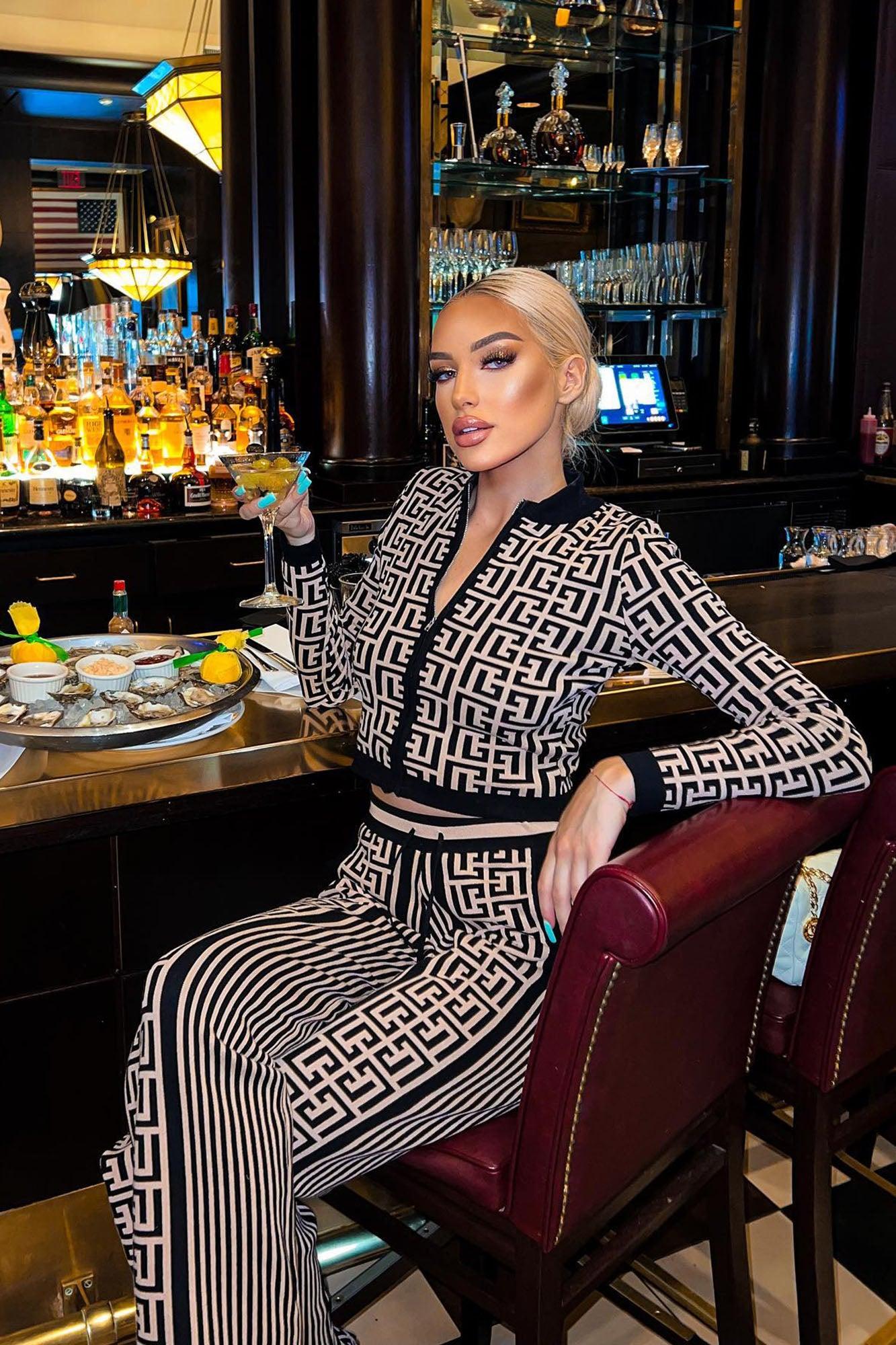 Stay Pretty Sweater Pant Set - Black/combo Female Product Image