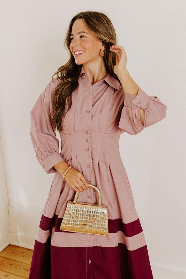 Hopeless Romantic Button Down Midi in Dusty Purple Product Image