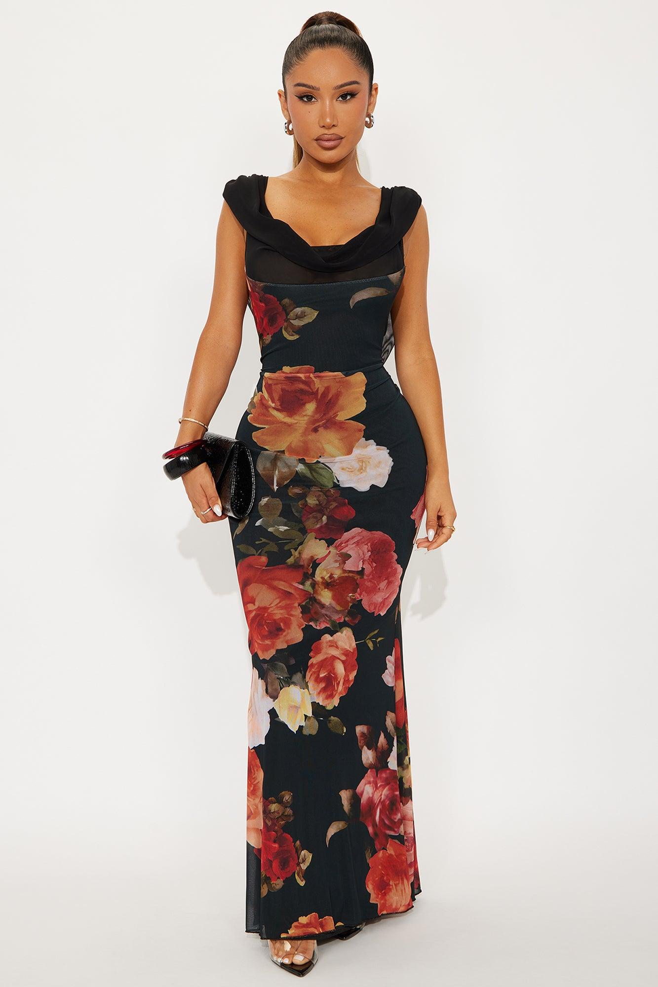 Karol Backless Mesh Maxi Dress - Black/combo Female Product Image