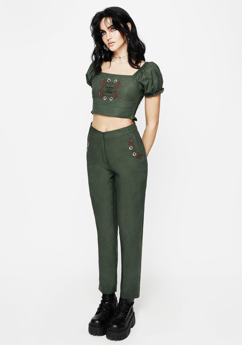 Whisper Embroidered Linen-Blend Tapered Trousers Product Image