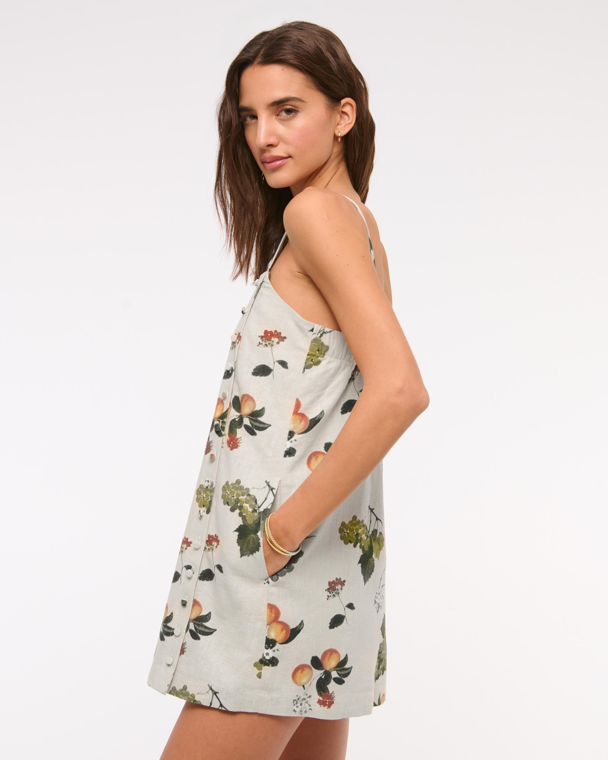 Linen-Blend Button Skort Product Image