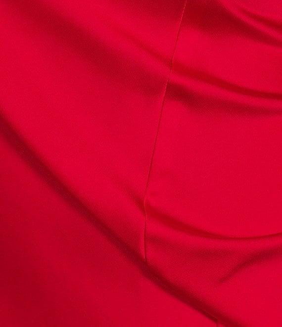 Midnight Doll Satin Puff Short Sleeve V-Neck Dress Product Image