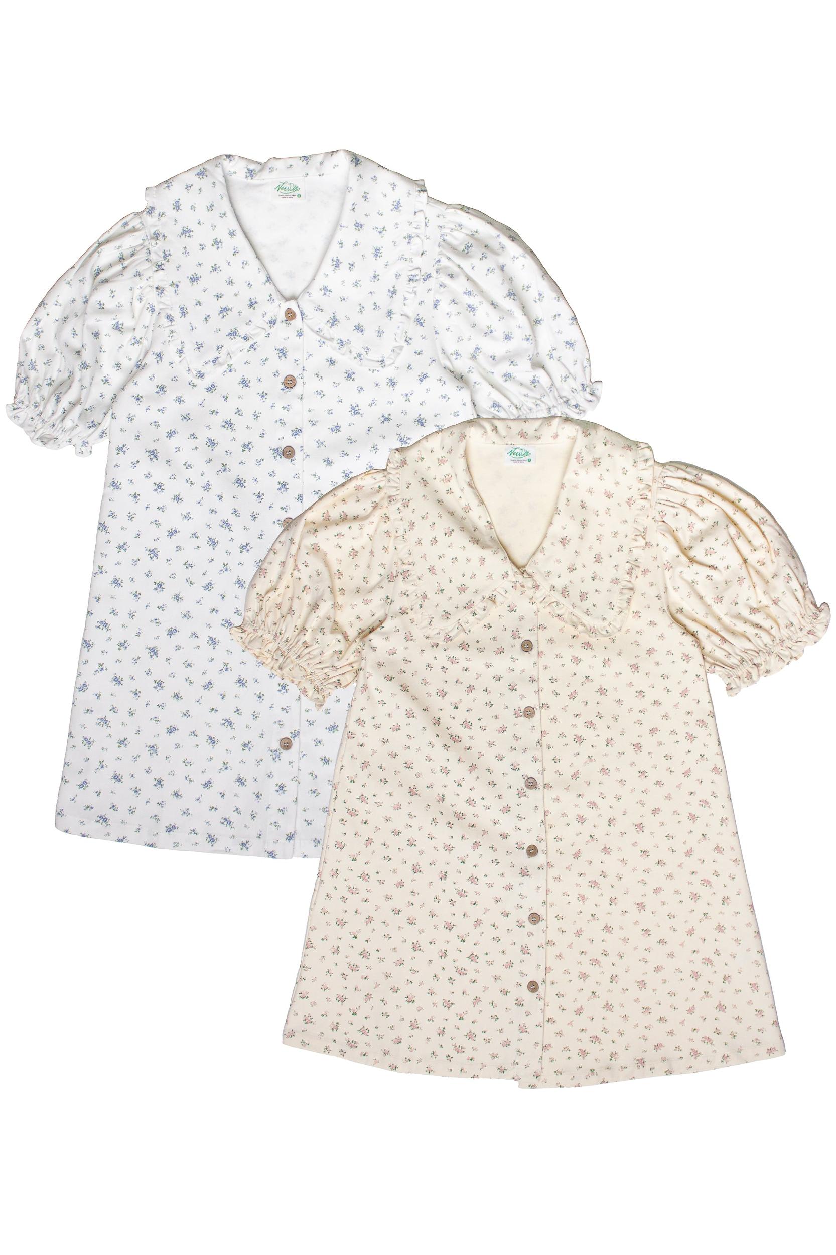 Floral Peter Pan Collar Denim Dress Product Image