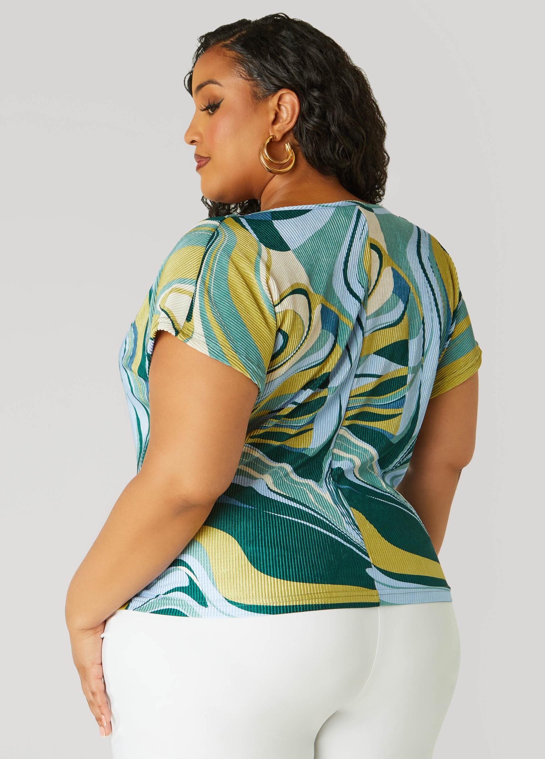 Plisse Swirl Print Top Product Image