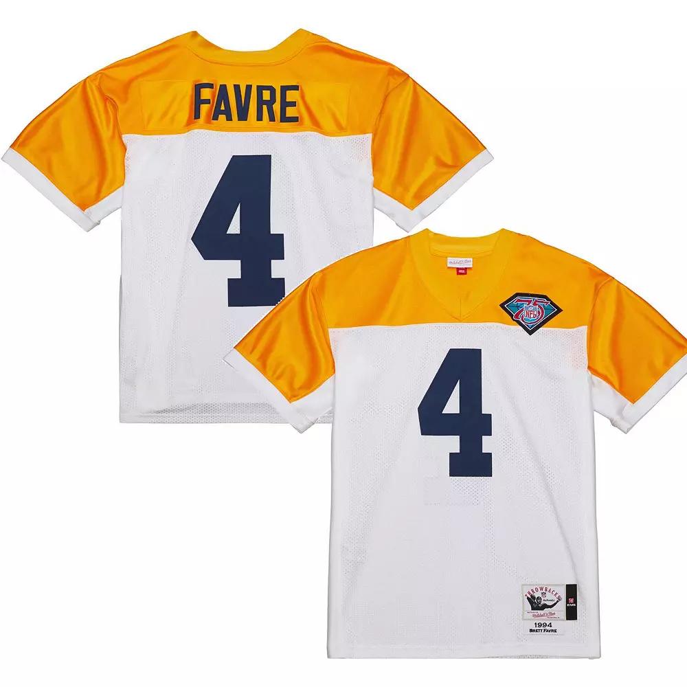 Men's Mitchell & Ness Brett Favre White Green Bay Packers 1994 Authentic Throwback Retired Player Jersey, Size: 40 Product Image