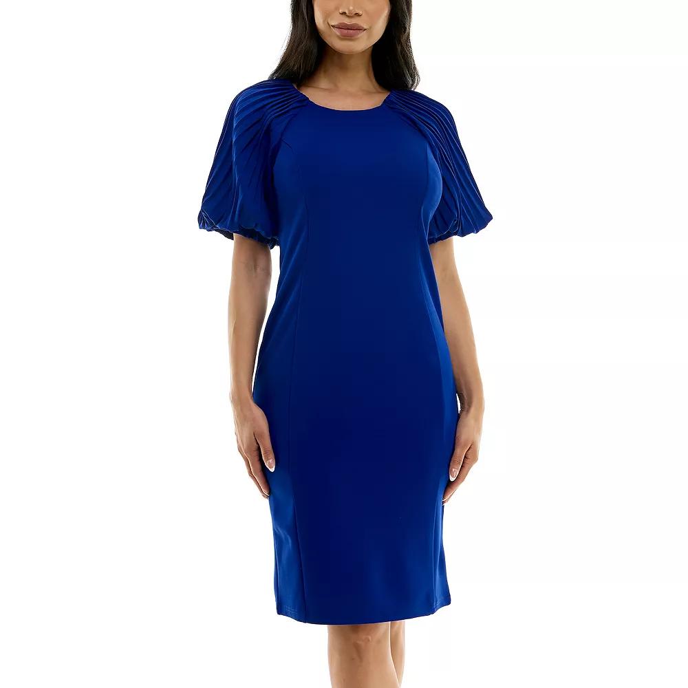 Women's Nina Leonard Pleated Puff Sleeve Dress,  Product Image