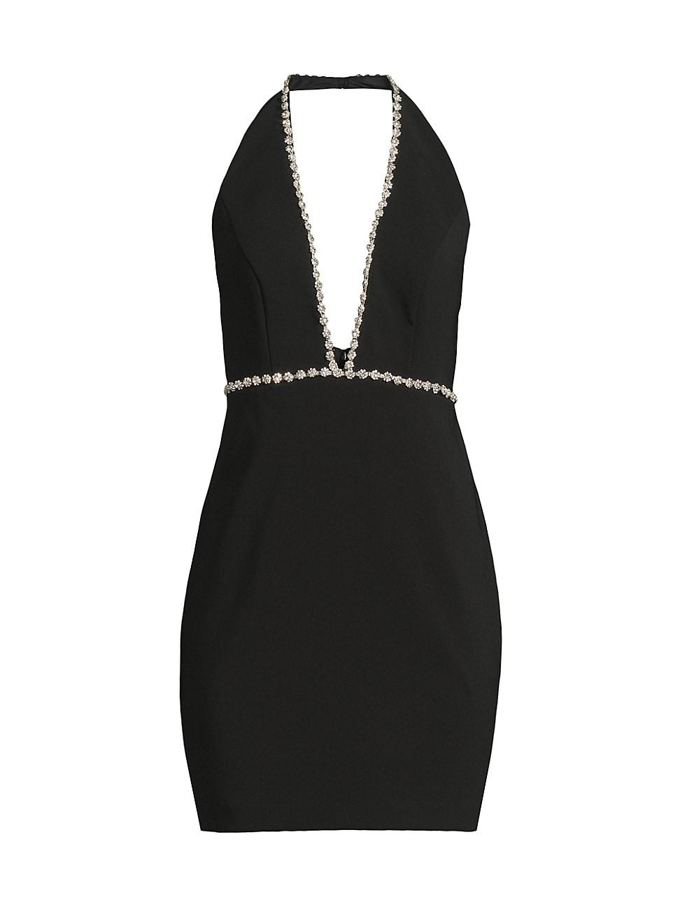 Womens Diamant-Trimmed Stretch Crpe Halter Minidress Product Image