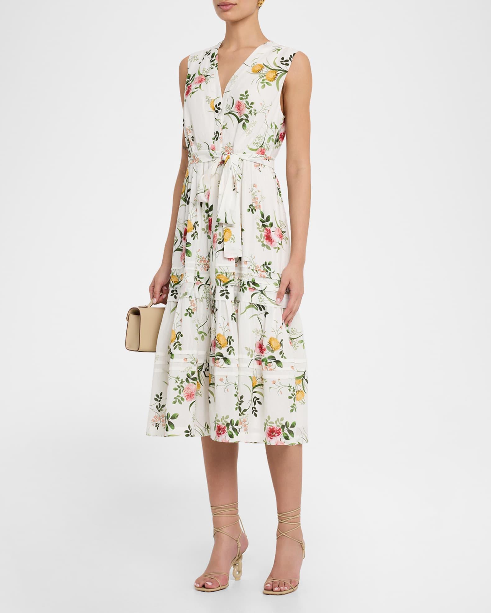 Violet Tiered Floral-Print Midi Dress Product Image