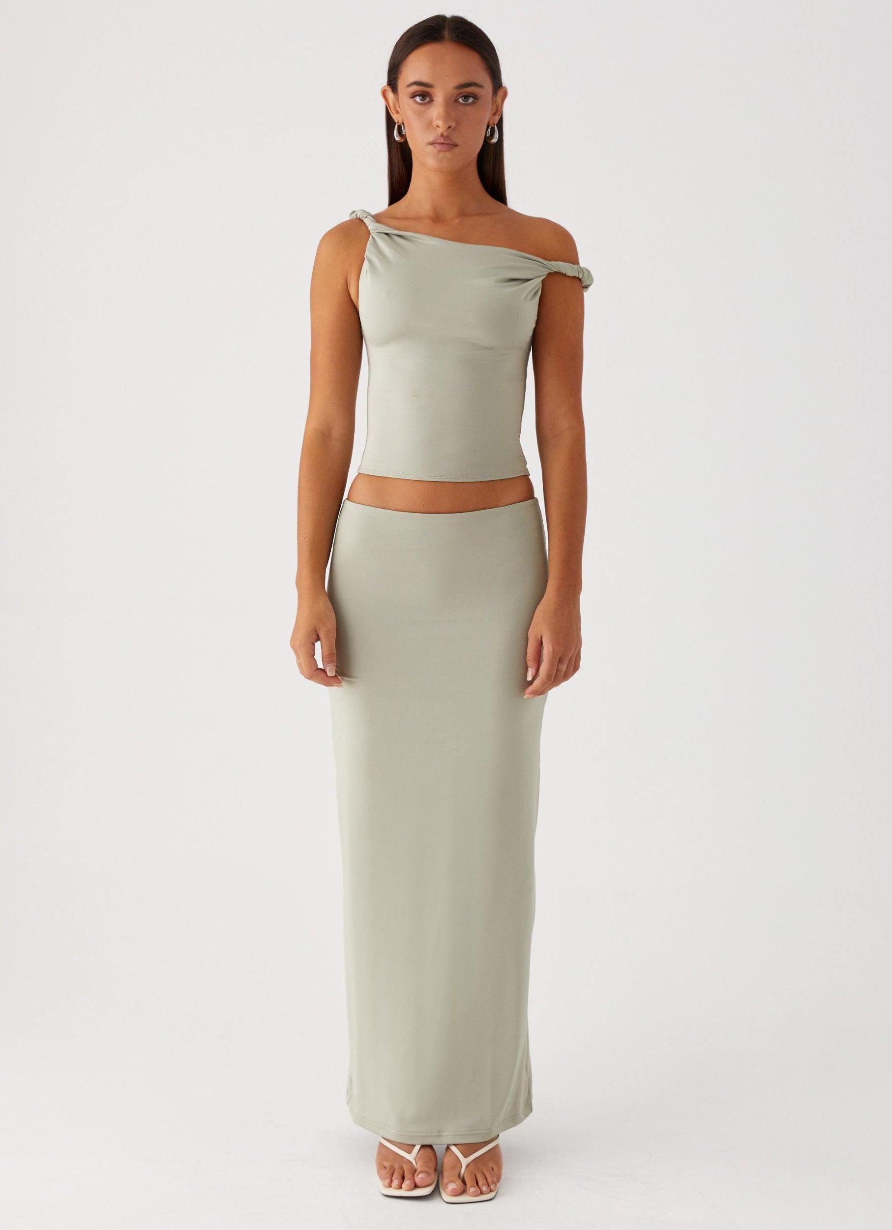 Solace Soul Twist Shoulder Top - Sage Product Image