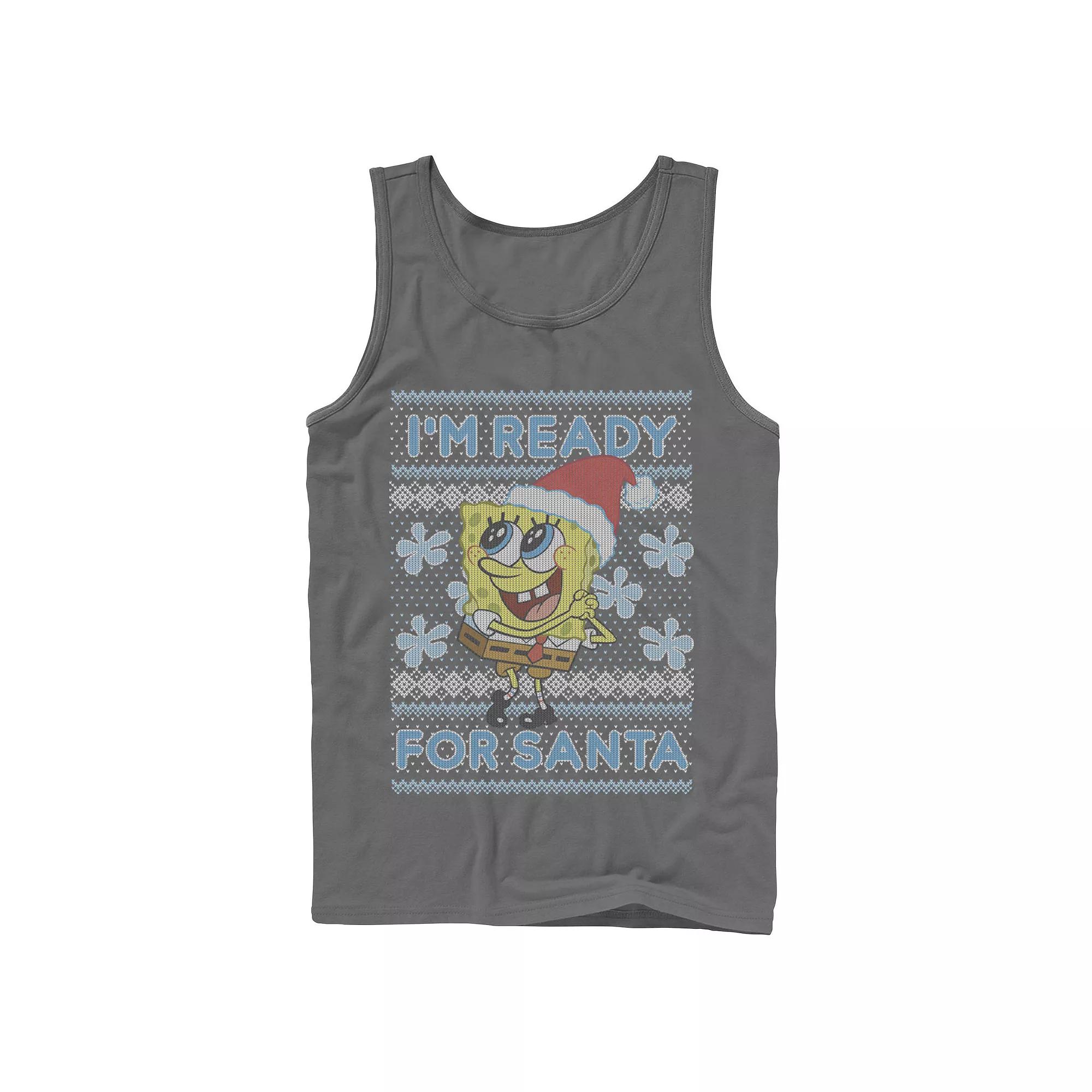 Men's Nickelodeon SpongeBob SquarePants I'm Ready For Santa Ugly Christmas Graphic Tank Top,  Product Image