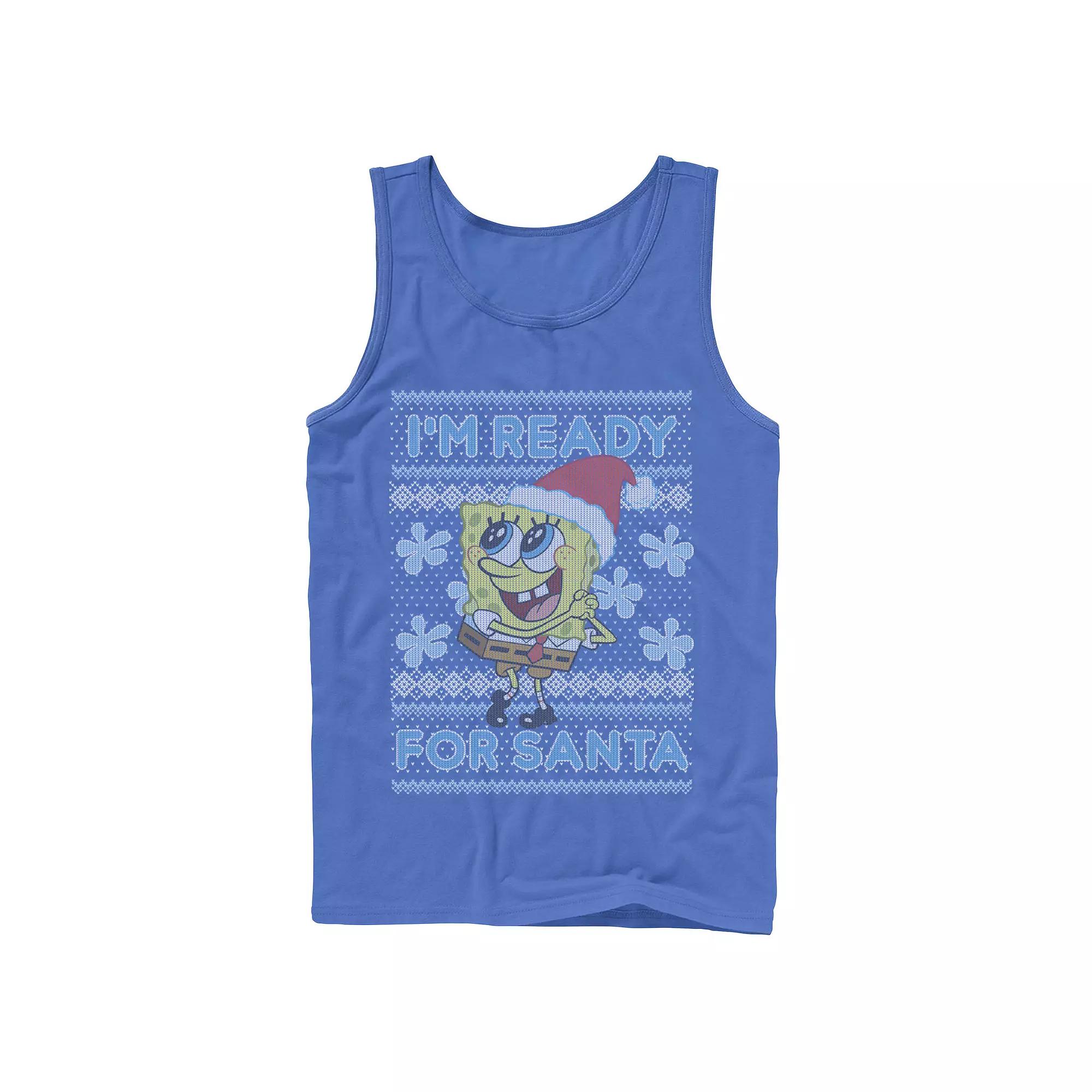 Men's Nickelodeon SpongeBob SquarePants I'm Ready For Santa Ugly Christmas Graphic Tank Top,  Product Image