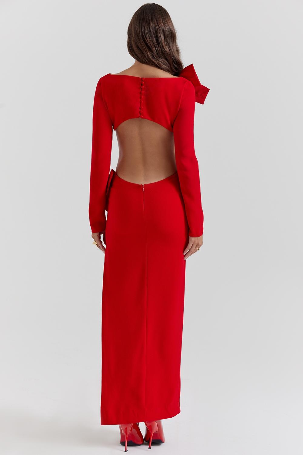 Lavele  red bow maxi dress Product Image