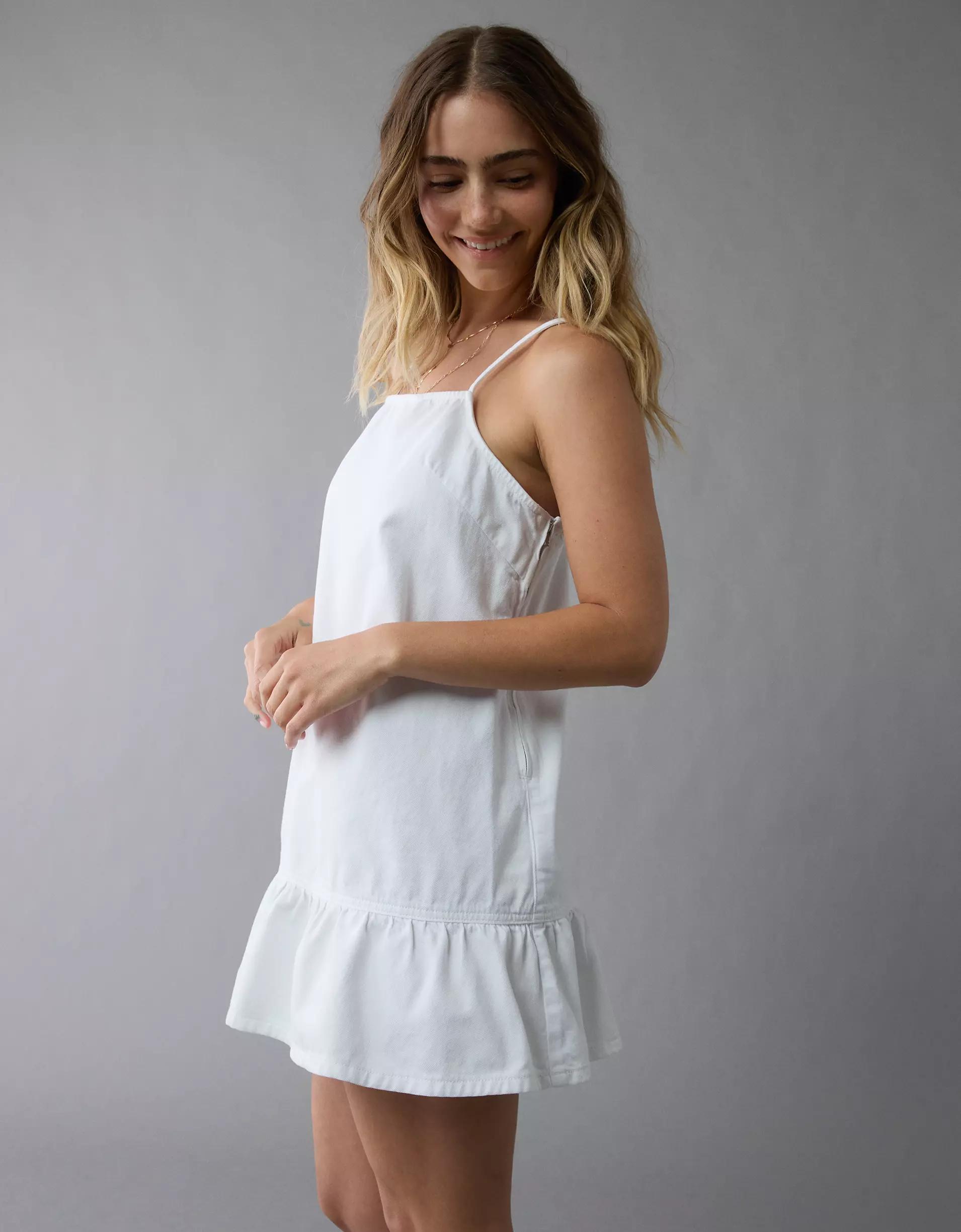 AE Denim Ruffle Mini Shift Dress Product Image